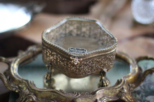 Antique Ornate Bronze Mirror Tray