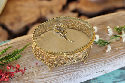 Antique Floral Dogwood Jewelry Box