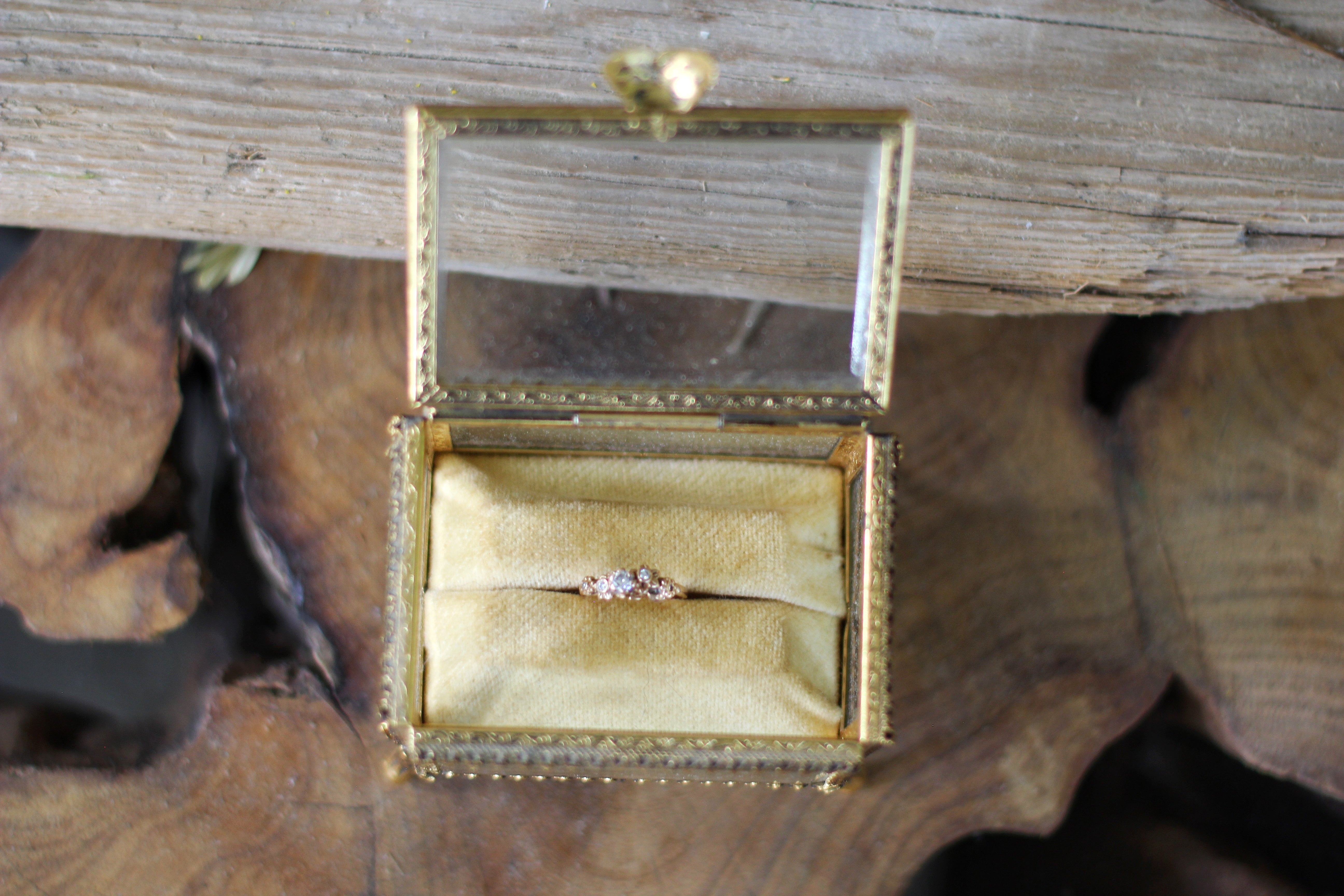 Antique Beveled Glass Ring Box