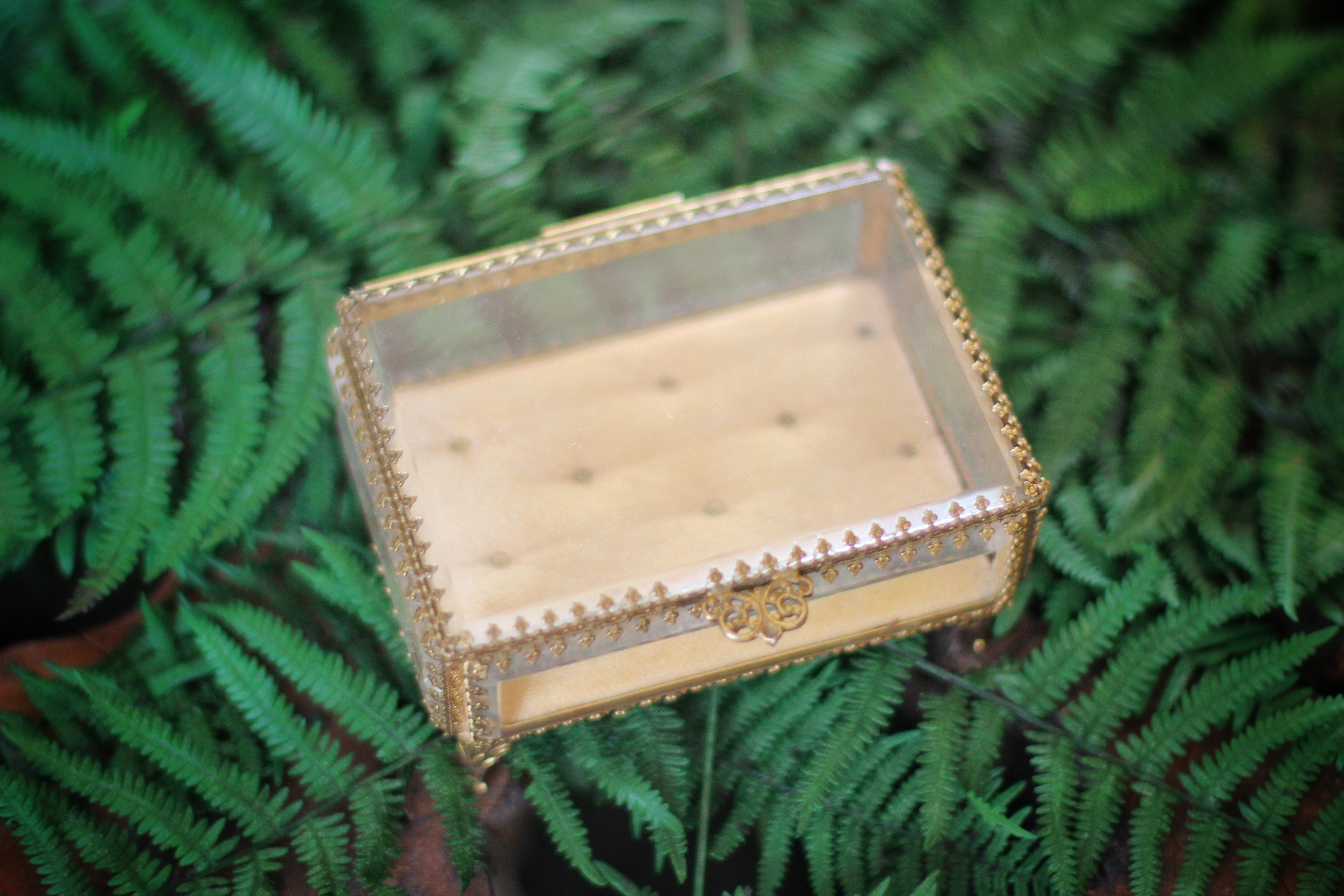 Vintage Tufted Glass Jewelry Box