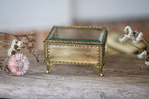 Vintage Rectangle Ormolu Filigree Jewelry Box