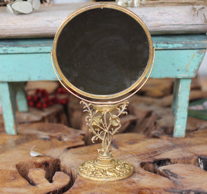Vintage Matson Floral Vanity Pedestal Mirror Double Sided Magnifier