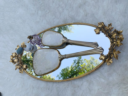 Antique Mauve Flowers Vanity Set