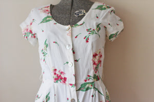 Vintage White Pink Floral Carol Anderson Dress