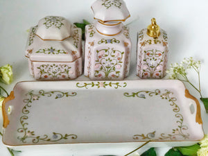 Hand Painted Pink Floral Porcelain Set