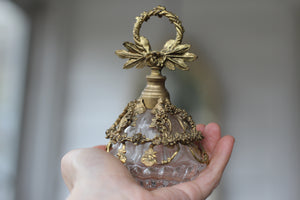 Antique Floral Topper & Collar Perfume Bottle