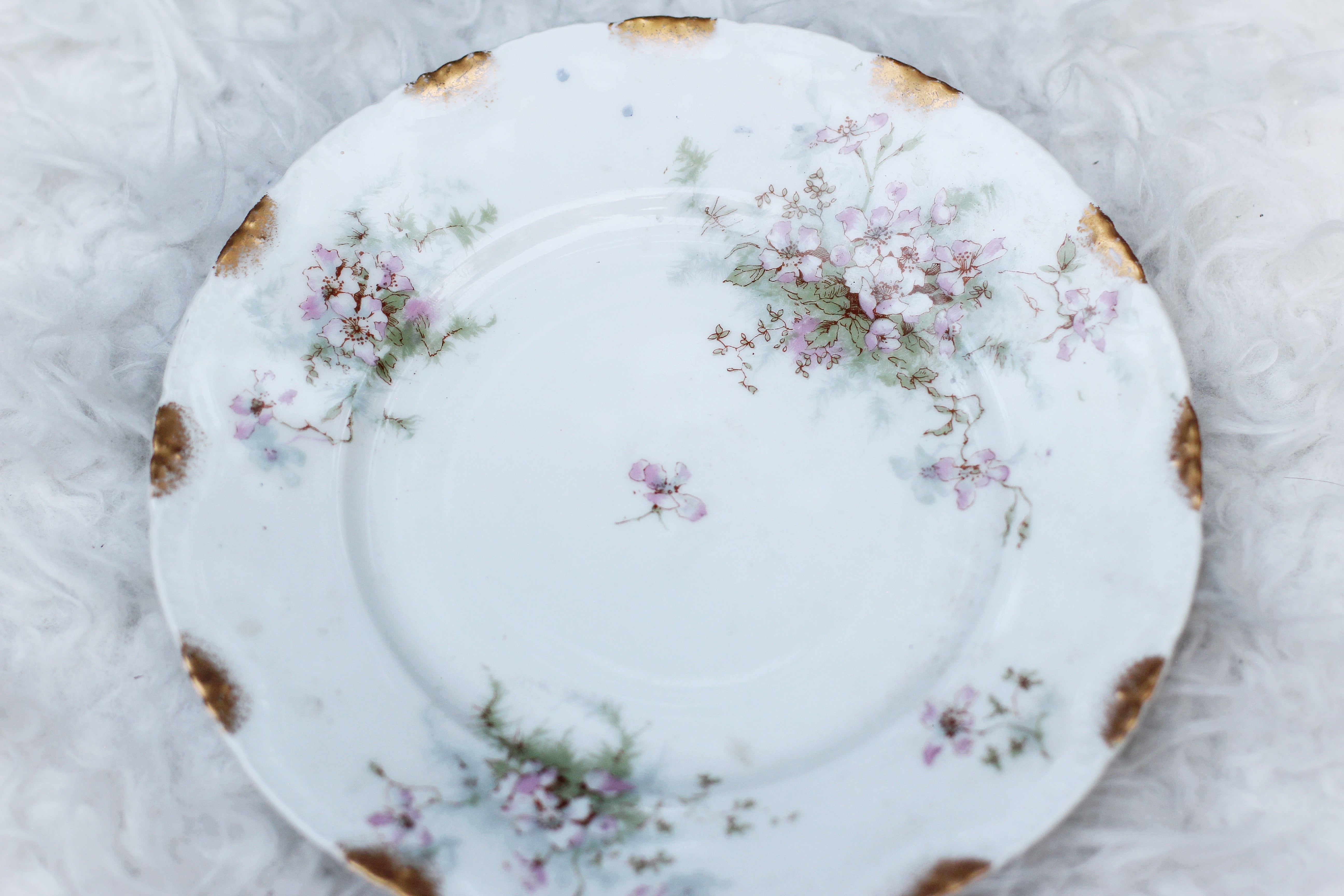 Vintage Limoges France Pink Flowers Porcelain Plate