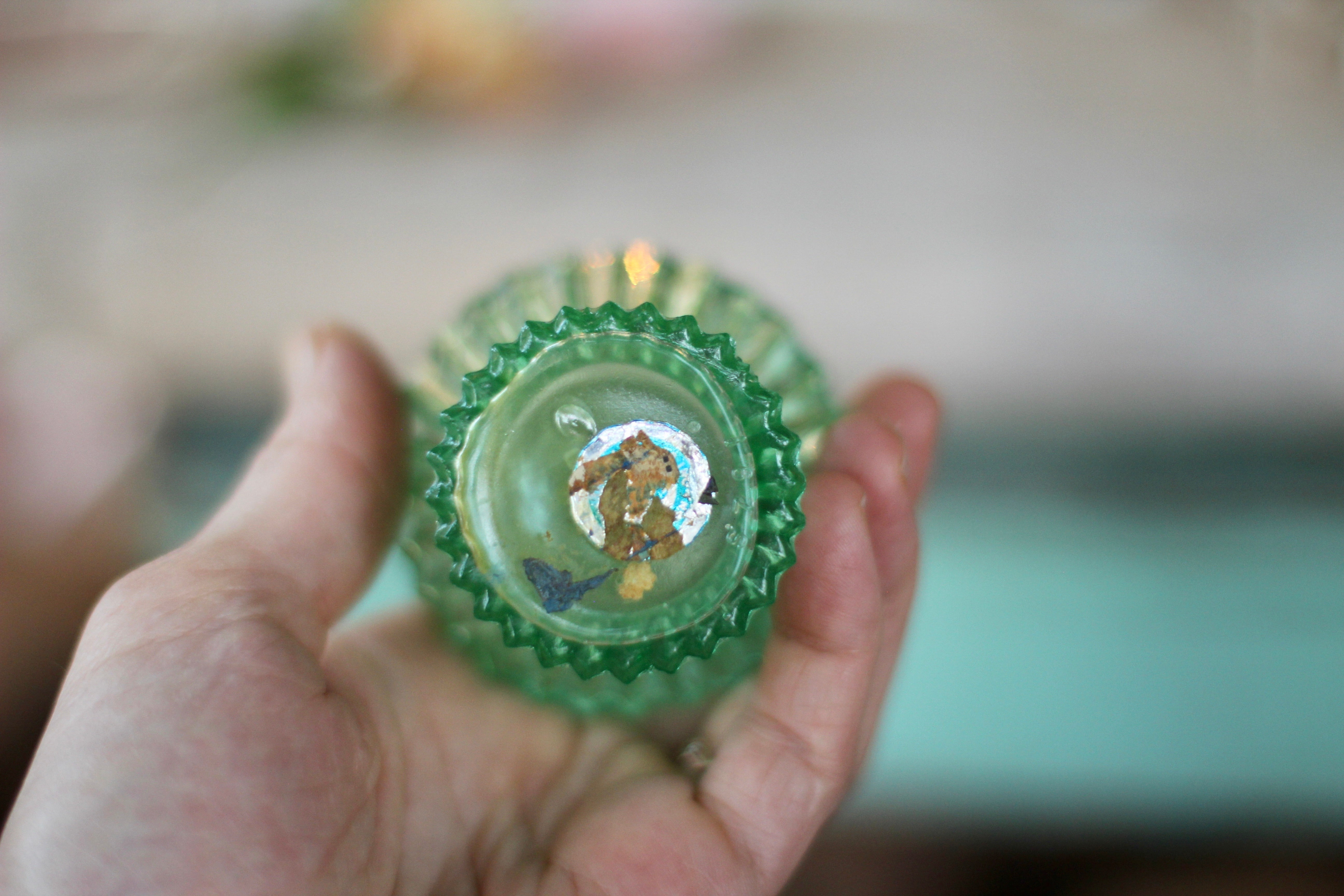 Vintage Green Crystal Perfume Bottle