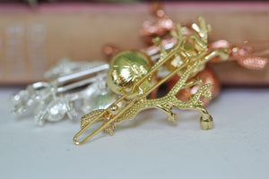 Discounted * Hibiscus Flowers Pearls & Crystals Barrette