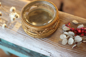 Vintage Brass Floral Jar