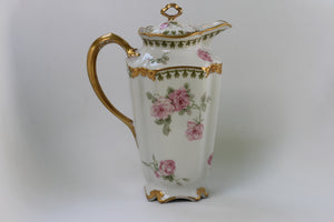 Vintage Limoges Floral Leaves Porcelain Tea Pot