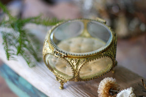 Antique Tufted Ormolu Filigree Jewelry Box