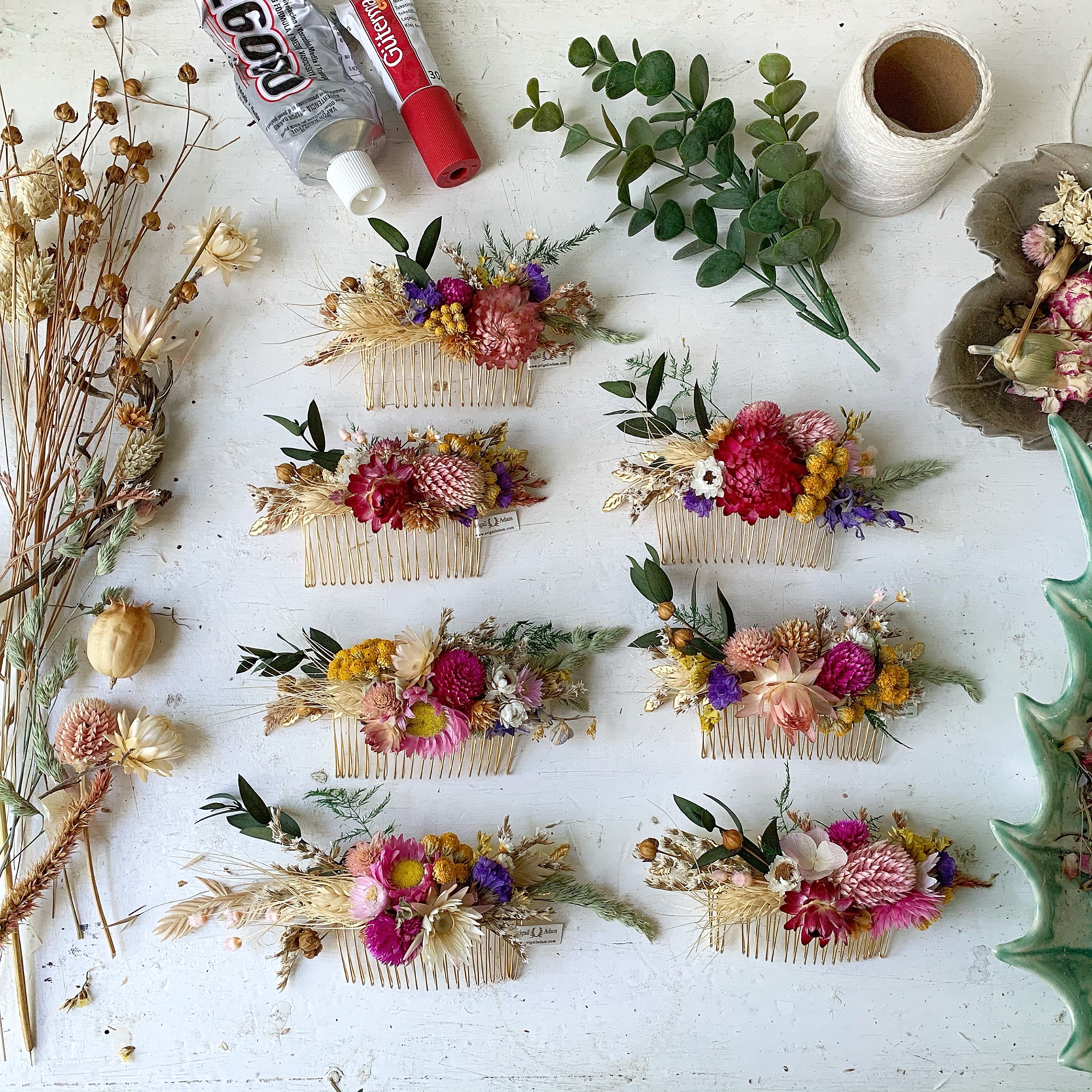 Preorder * Spring Blossom Dried Flowers Hair Comb