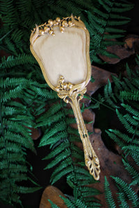 Antique Lily of the Valley Floral Gold Hair Brush