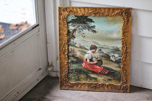 Antique Large Wood Victorian Bronze Frame