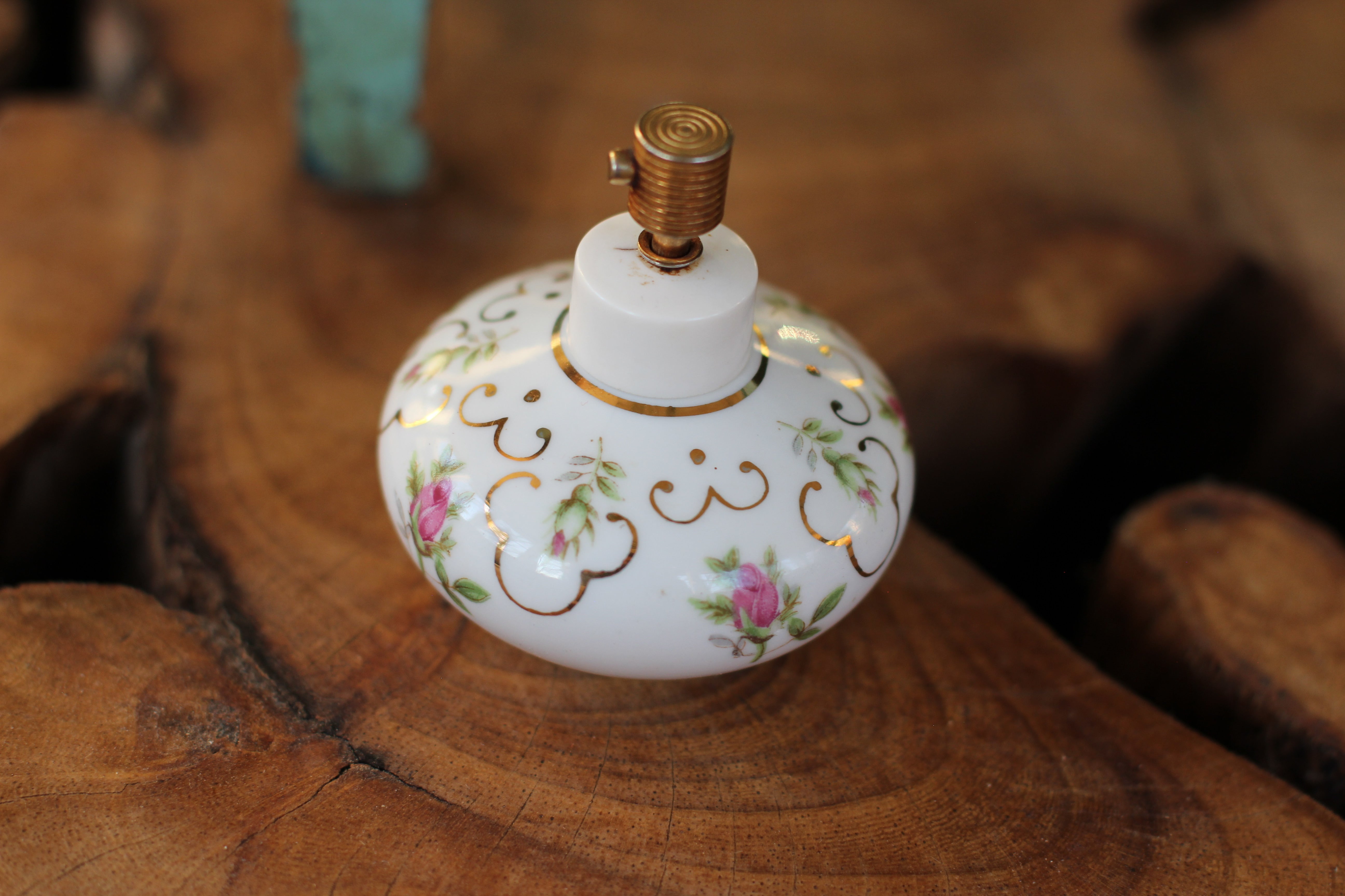 Antique Irice Floral Porcelain Perfume Bottle