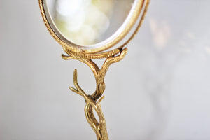 Vintage Stylebuilt Branch Vanity Pedestal Mirror Double Sided Magnifier