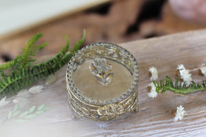 Vintage Rounded Floral Dogwood Jewelry Box