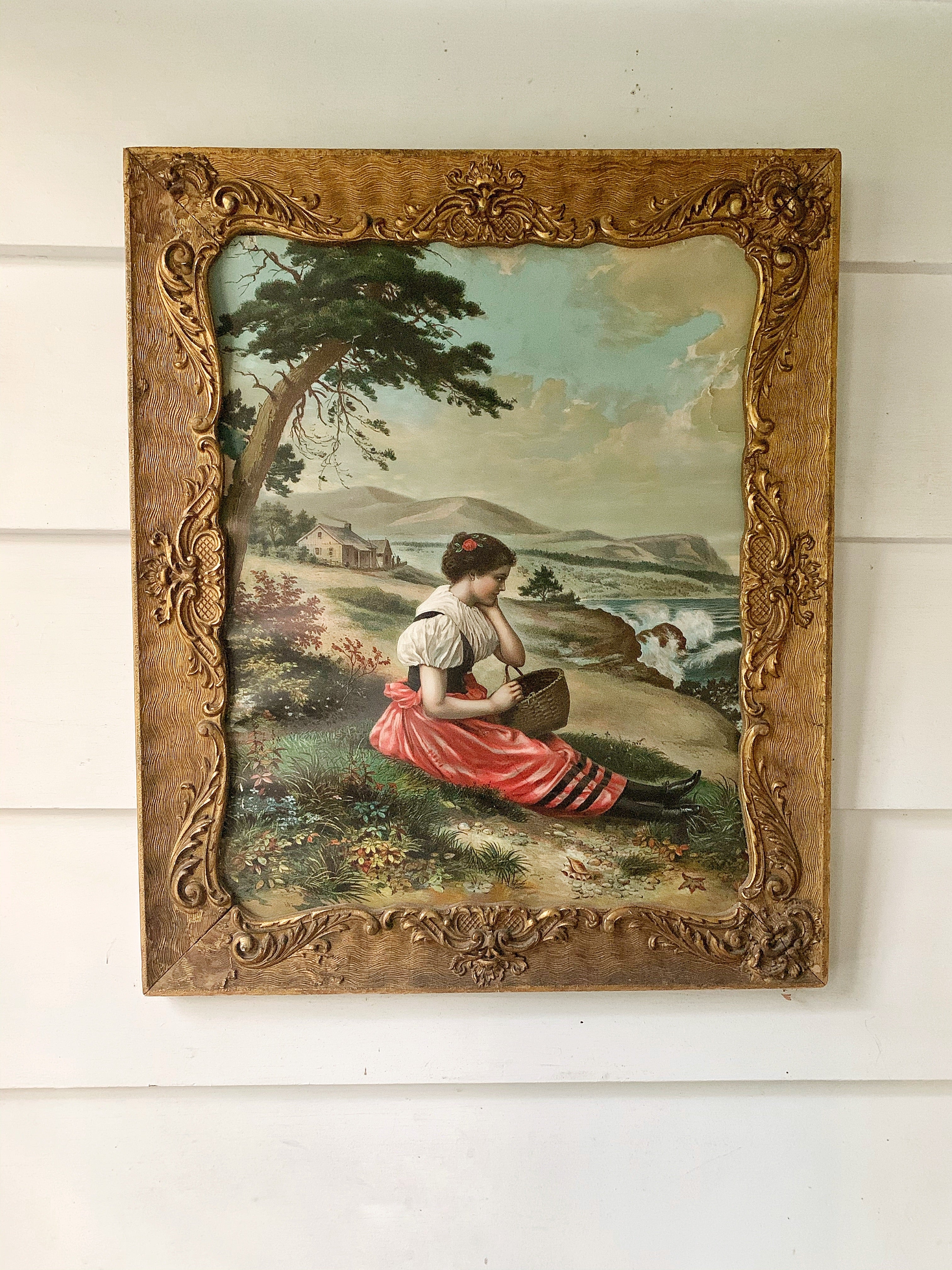 Antique Large Wood Victorian Bronze Frame