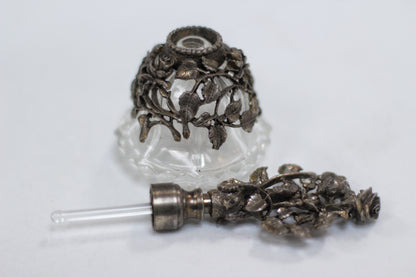 Antique Floral Silver Collar Matson Perfume Bottle