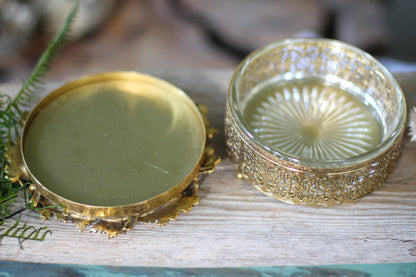 Vintage Rae Ivy Leaves Mirror Powder Jar