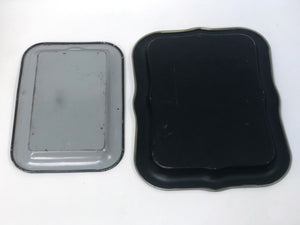 Antique Black Floral Tray Set