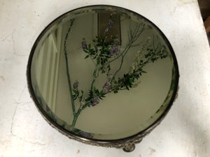 Antique Rounded Filigree Mirror Tray