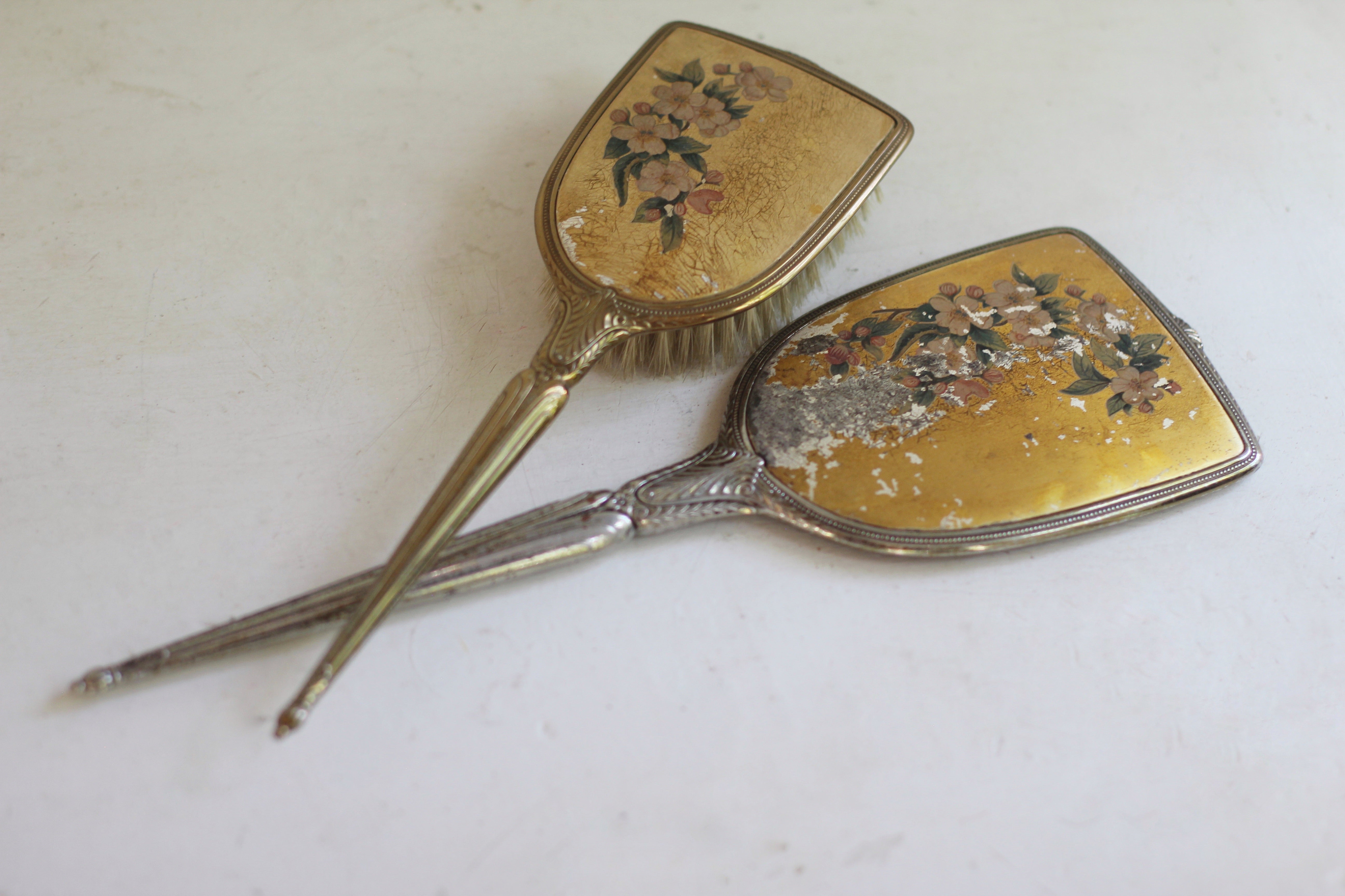 Antique Bronze Floral Vanity Set