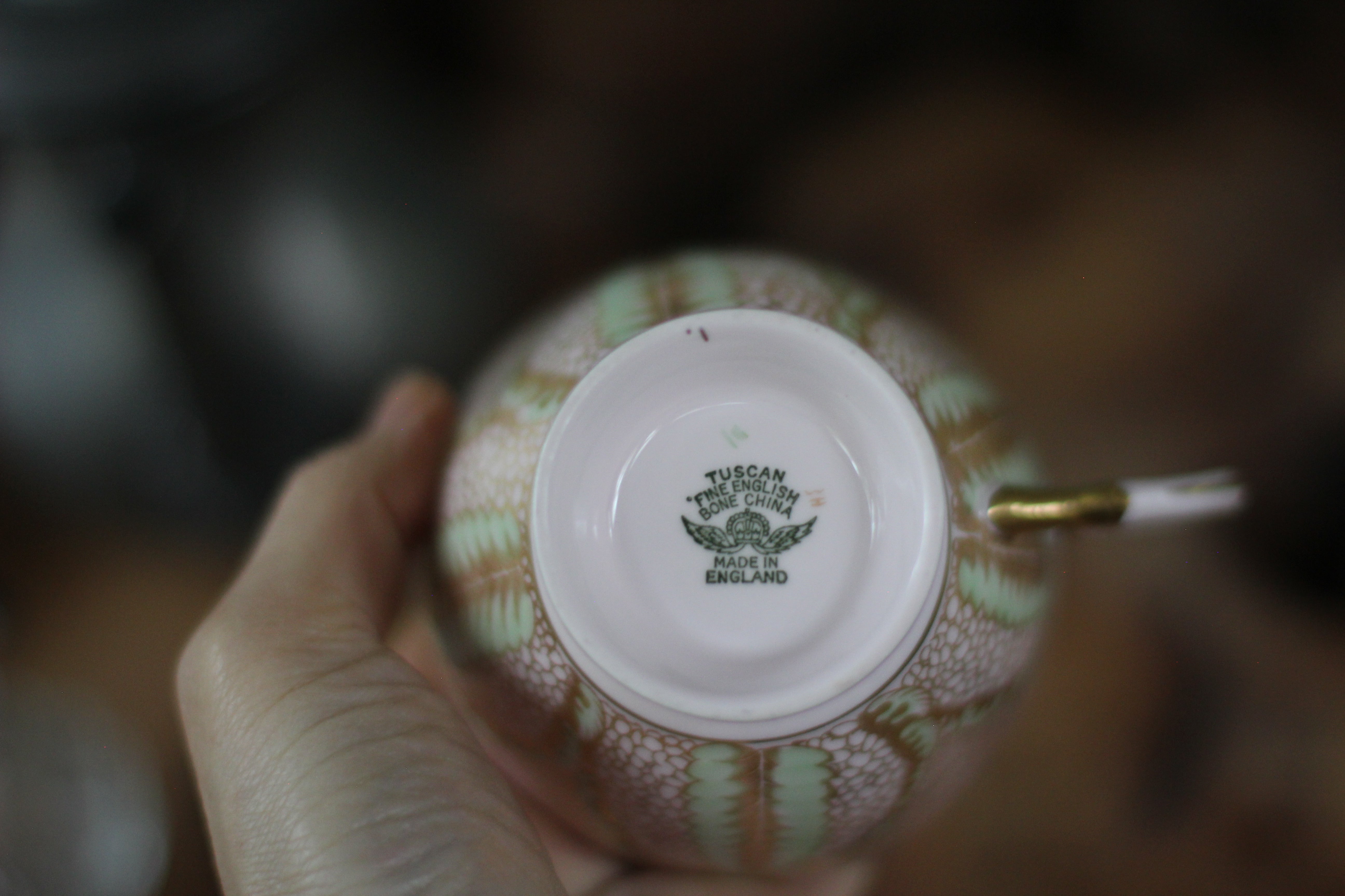 Vintage Pink Gold Mint Tuscan Tea Cup Set