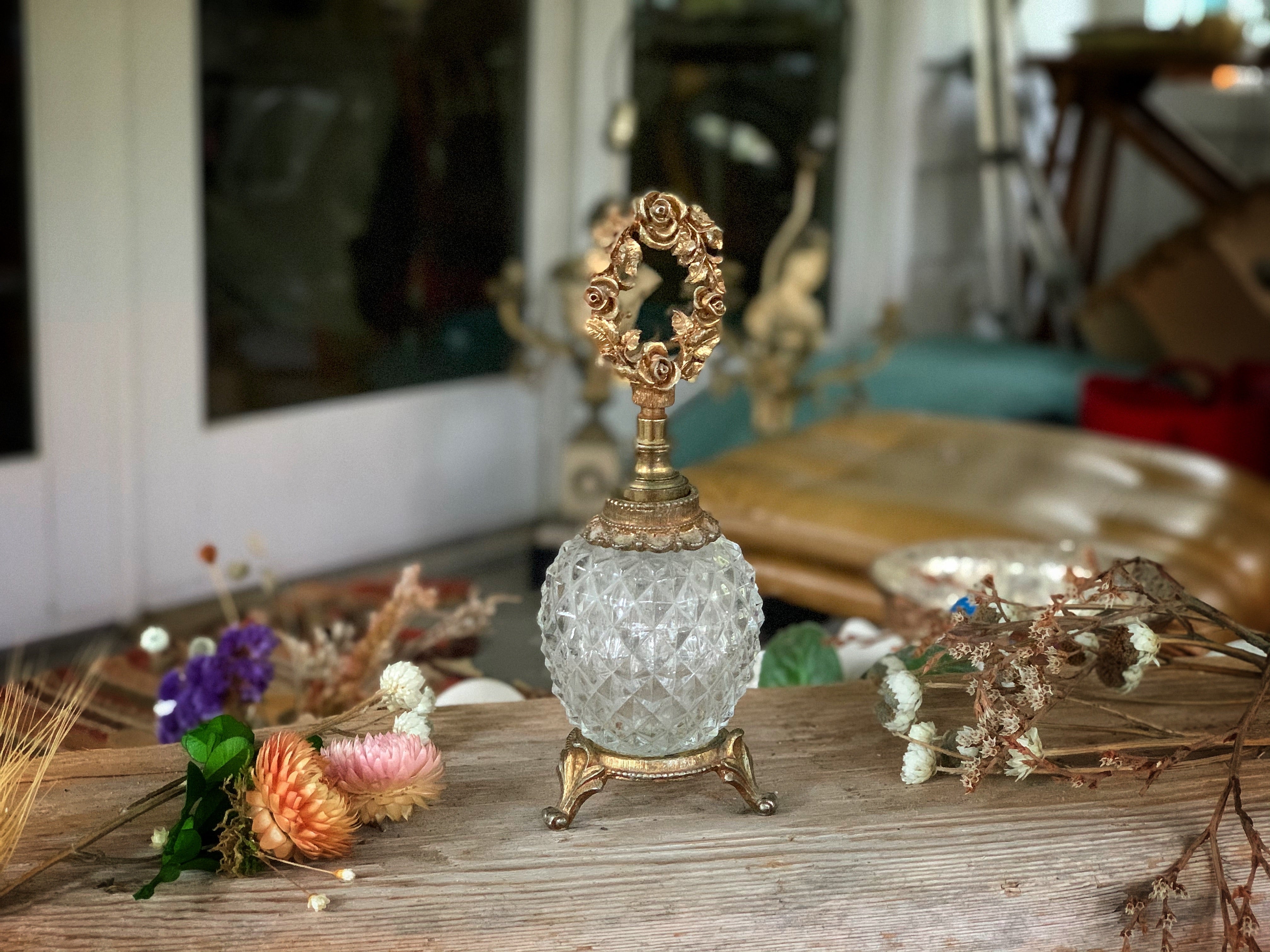 Antique Floral Wreath Perfume Bottle