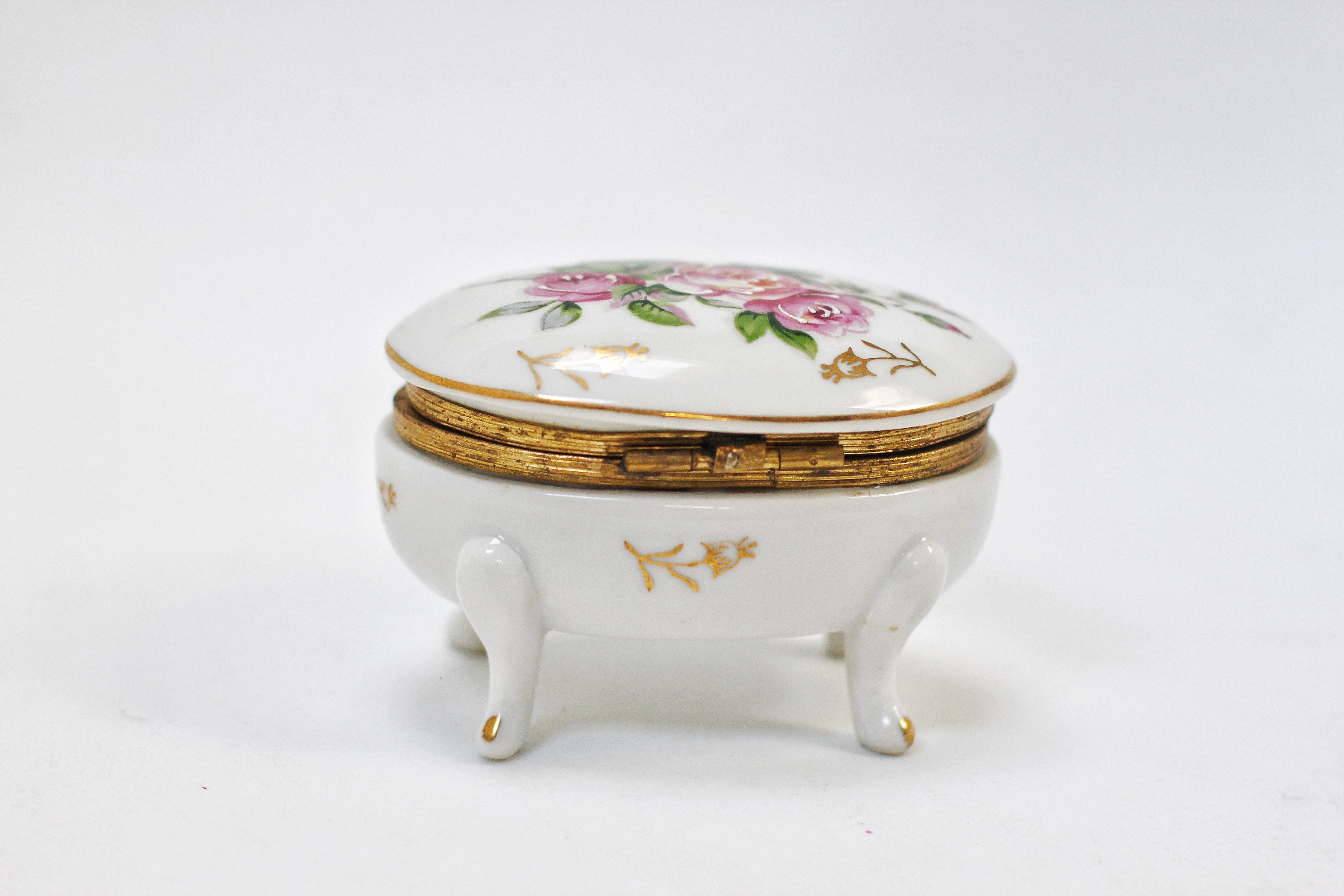 Antique Floral Porcelain Trinket