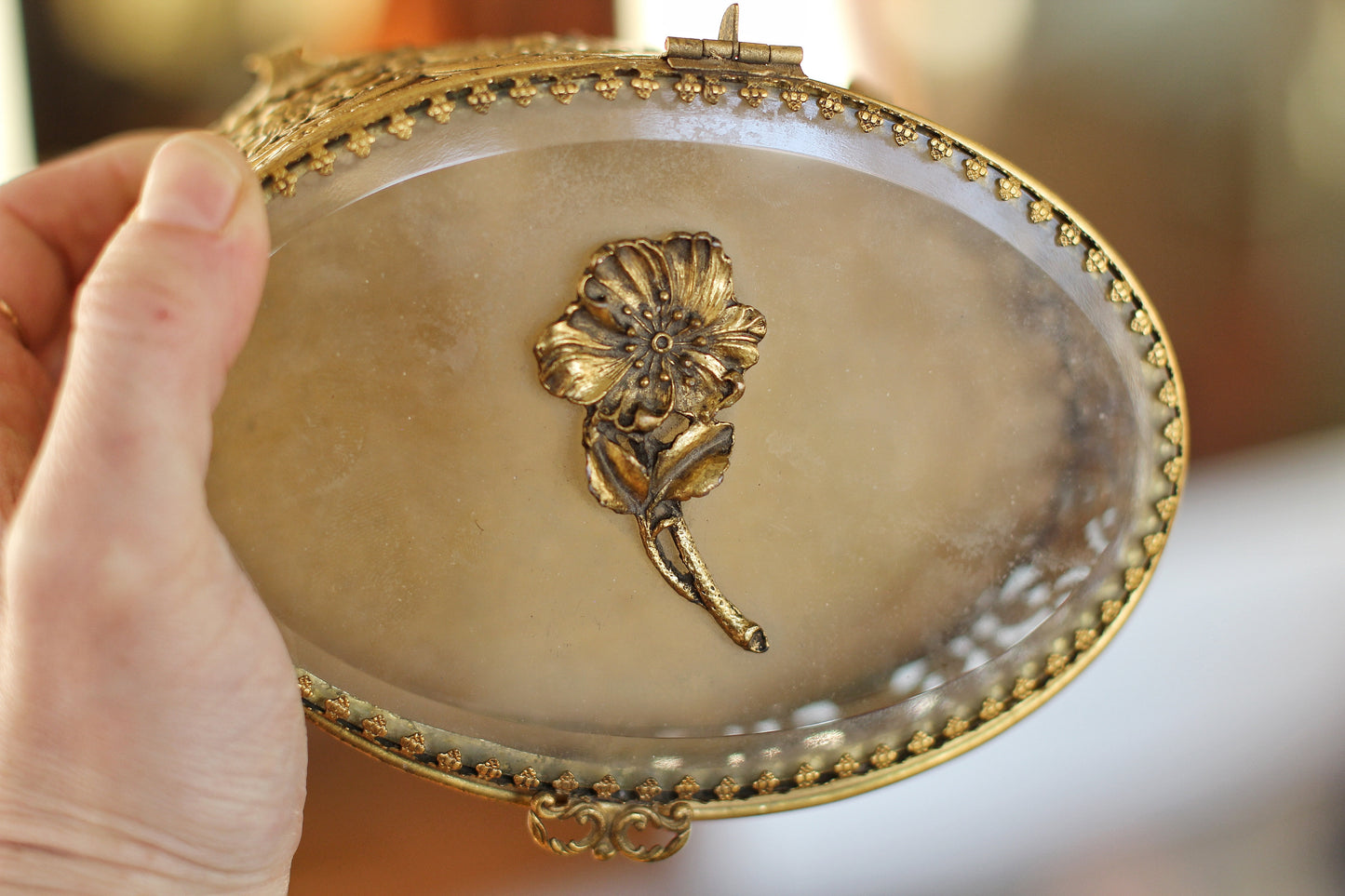 Antique Floral Dogwood Jewelry Box