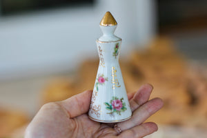 Antique Irice Tall Floral Porcelain Perfume Bottle