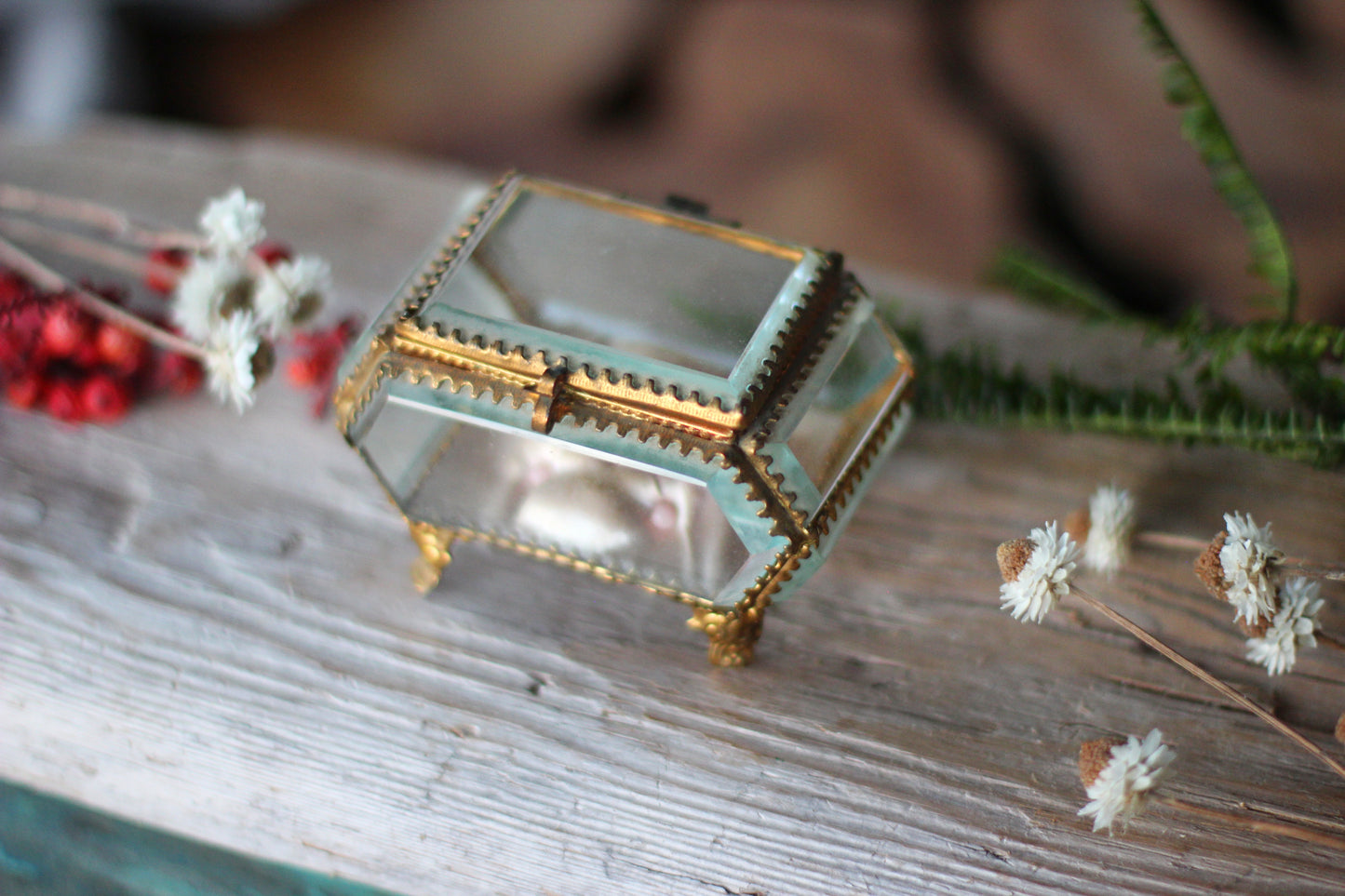 Antique French Victorian Pink Tuft Padding Jewelry Box