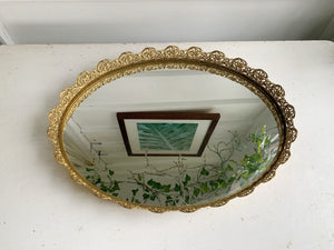 Large Lace Antique Mirror Tray