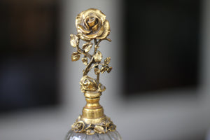 Antique Matson Floral Roses Glass Perfume Bottle