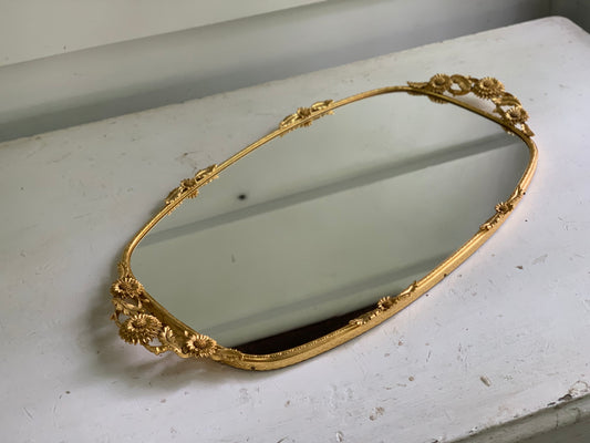 Antique Matson Sunflowers Mirror Tray