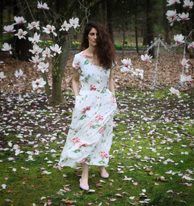 Vintage White Pink Floral Carol Anderson Dress