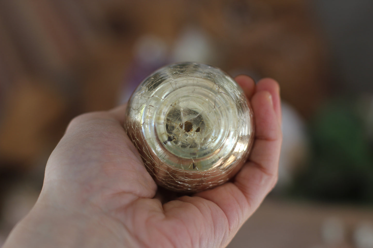Antique Crackled Gold Automizer Perfume Bottle