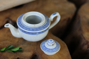 Vintage Tiny Asian Blue White Porcelain Tea Pot
