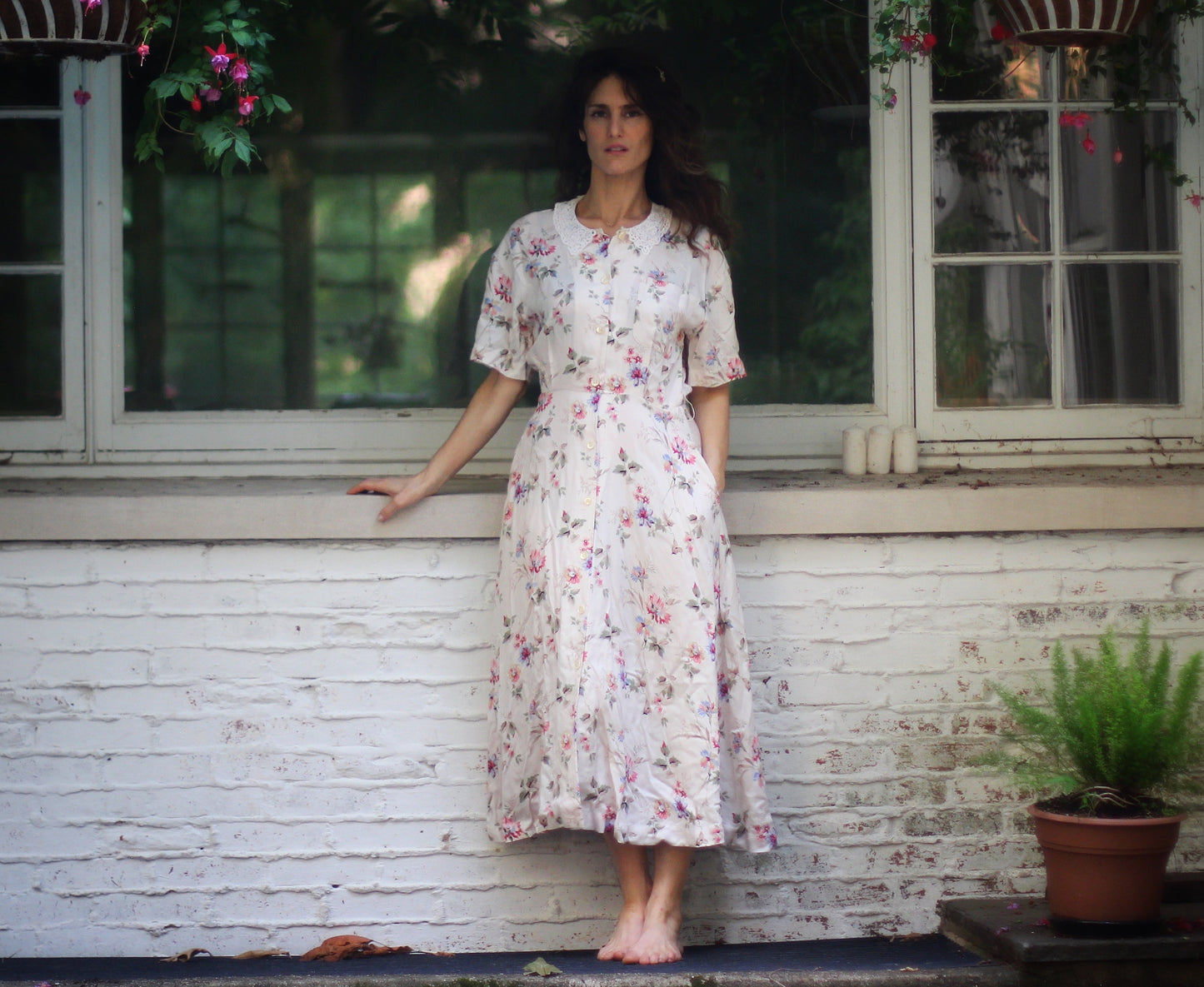 talbots dresses Medallion Fit & Flare Dress accented with a foldover high neckline and a paneled flared skirt High neckline Cap sleeves Side split pockets Fit Now Styling: 4 favorite dresses