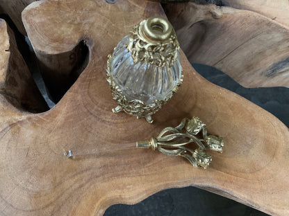 Antique Gold Tulip Floral Perfume Bottle