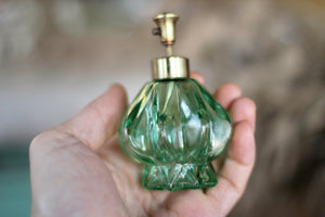 Vintage Green Crystal Perfume Bottle