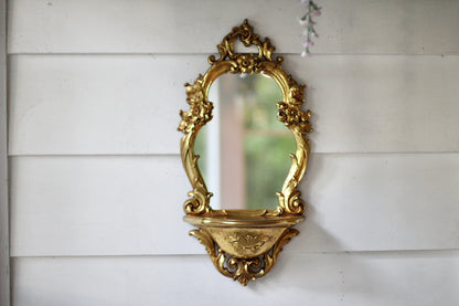 Antique Florentine Syroco Framed Mirror Shelf