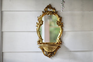 Antique Florentine Syroco Framed Mirror Shelf
