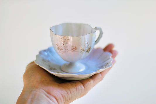 Antique Floral Pink Purple Tea Cup