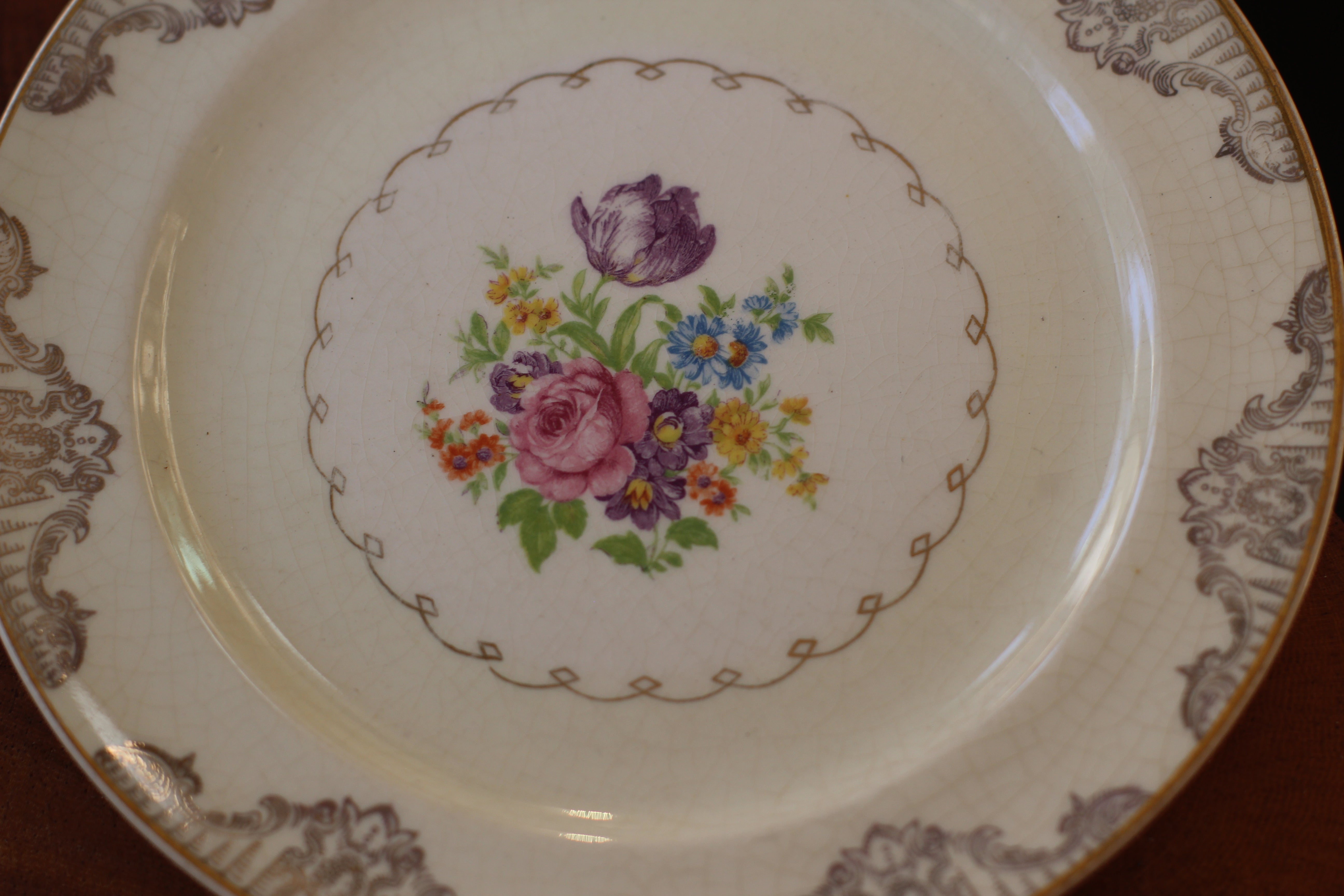 Vintage Taylor Smith Floral Plate Set