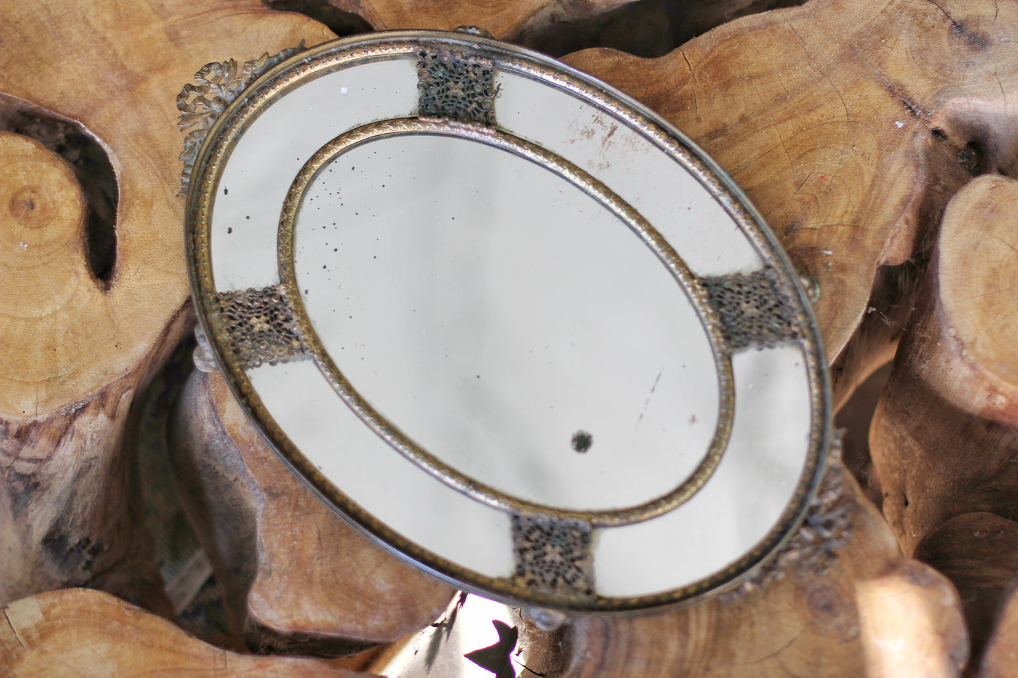 Antique Distressed French Victorian Mirror Tray