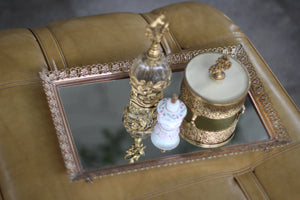 Antique Rectangle Filigree Mirror Tray