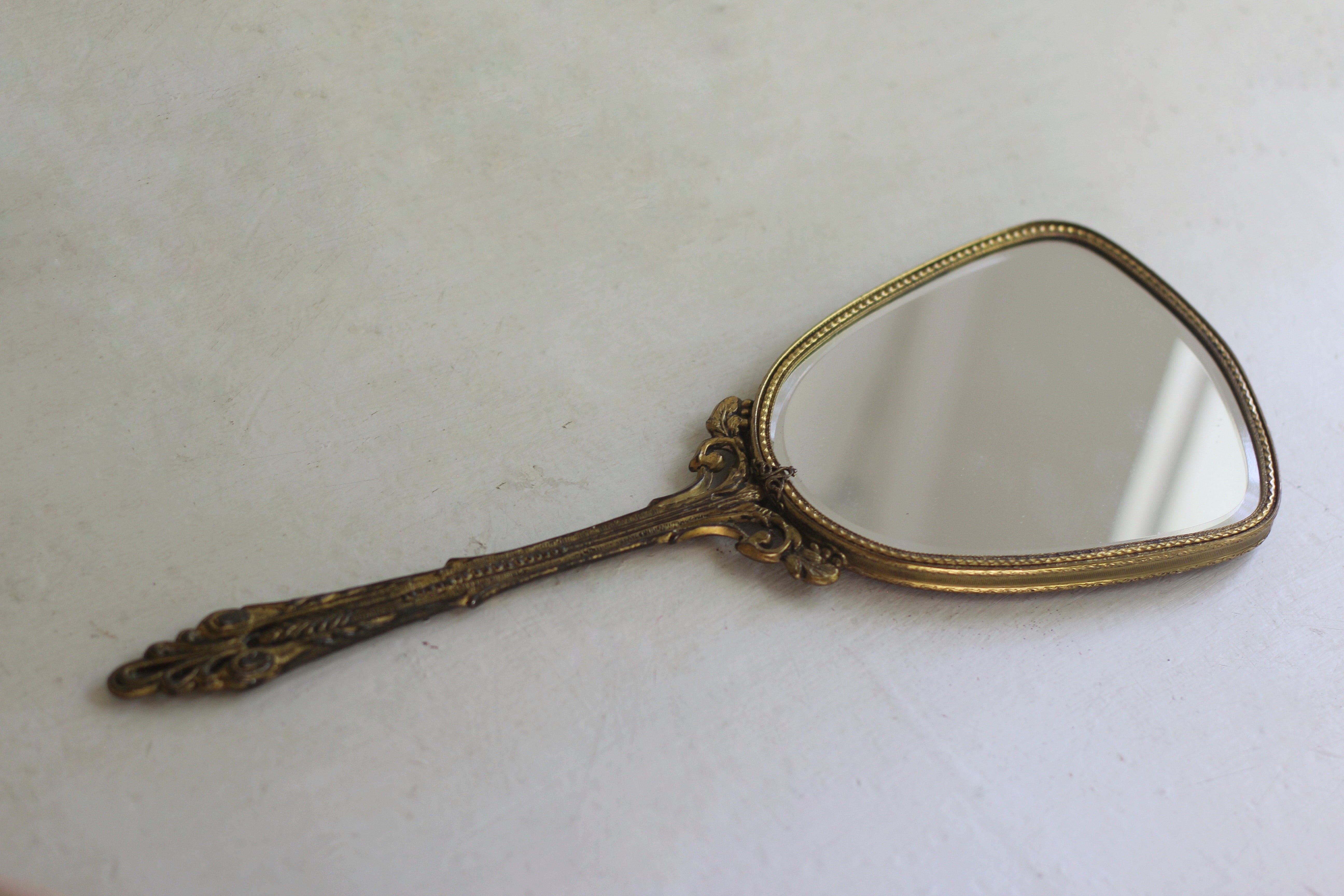Antique Bronze Hand Mirror